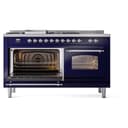 Nostalgie II 60 UP60FSNMPMBC Freestanding Dual Fuel Range with 7 Sealed Burners with Griddle and French Top Double Oven with Triple Glass Door with Chrome knobs view 5