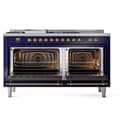 Nostalgie II 60 UP60FSNMPMBG Freestanding Dual Fuel Range with 7 Sealed Burners with Griddle and French Top Double Oven with Triple Glass Door with Brass knobs view 4