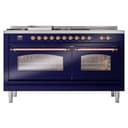 Nostalgie II 60 UP60FSNMPMBP Freestanding Dual Fuel Range with 7 Sealed Burners with Griddle and French Top Double Oven with Triple Glass Door with Copper knobs view 3