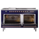 Nostalgie II 60 UP60FSNMPMBP Freestanding Dual Fuel Range with 7 Sealed Burners with Griddle and French Top Double Oven with Triple Glass Door with Copper knobs view 4