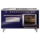 Nostalgie II 60 UP60FSNMPMBP Freestanding Dual Fuel Range with 7 Sealed Burners with Griddle and French Top Double Oven with Triple Glass Door with Copper knobs view 6