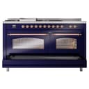 Nostalgie II 60 UP60FSNMPMBP Freestanding Dual Fuel Range with 7 Sealed Burners with Griddle and French Top Double Oven with Triple Glass Door with Copper knobs view 7