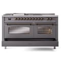 Nostalgie II 60 UP60FSNMPMGB Freestanding Dual Fuel Range with 7 Sealed Burners with Griddle and French Top Double Oven with Triple Glass Door with Bronze knobs view 7