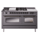 Nostalgie II 60 UP60FSNMPMGB Freestanding Dual Fuel Range with 7 Sealed Burners with Griddle and French Top Double Oven with Triple Glass Door with Bronze knobs view 1