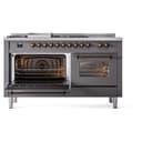 Nostalgie II 60 UP60FSNMPMGB Freestanding Dual Fuel Range with 7 Sealed Burners with Griddle and French Top Double Oven with Triple Glass Door with Bronze knobs view 5
