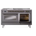 Nostalgie II 60 UP60FSNMPMGB Freestanding Dual Fuel Range with 7 Sealed Burners with Griddle and French Top Double Oven with Triple Glass Door with Bronze knobs view 6