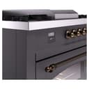 Nostalgie II 60 UP60FSNMPMGB Freestanding Dual Fuel Range with 7 Sealed Burners with Griddle and French Top Double Oven with Triple Glass Door with Bronze knobs view 8
