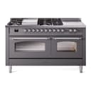 Nostalgie II 60 UP60FSNMPMGC Freestanding Dual Fuel Range with 7 Sealed Burners with Griddle and French Top Double Oven with Triple Glass Door with Chrome knobs view 1