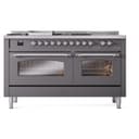 Nostalgie II 60 UP60FSNMPMGC Freestanding Dual Fuel Range with 7 Sealed Burners with Griddle and French Top Double Oven with Triple Glass Door with Chrome knobs view 3