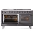 Nostalgie II 60 UP60FSNMPMGC Freestanding Dual Fuel Range with 7 Sealed Burners with Griddle and French Top Double Oven with Triple Glass Door with Chrome knobs view 5