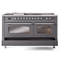 Nostalgie II 60 UP60FSNMPMGC Freestanding Dual Fuel Range with 7 Sealed Burners with Griddle and French Top Double Oven with Triple Glass Door with Chrome knobs view 7
