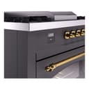 Nostalgie II 60 UP60FSNMPMGG Freestanding Dual Fuel Range with 7 Sealed Burners with Griddle and French Top Double Oven with Triple Glass Door with Brass knobs view 8