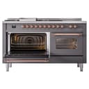 Nostalgie II 60 UP60FSNMPMGP Freestanding Dual Fuel Range with 7 Sealed Burners with Griddle and French Top Double Oven with Triple Glass Door with Copper knobs view 5