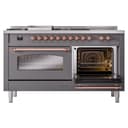 Nostalgie II 60 UP60FSNMPMGP Freestanding Dual Fuel Range with 7 Sealed Burners with Griddle and French Top Double Oven with Triple Glass Door with Copper knobs view 6