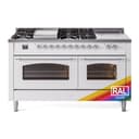 Nostalgie II 60 UP60FSNMPRAC Freestanding Dual Fuel Range with 7 Sealed Burners with Griddle and French Top Double Oven with Triple Glass Door with Chrome knobs view 1