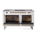 Nostalgie II 60 UP60FSNMPRAG Freestanding Dual Fuel Range with 7 Sealed Burners with Griddle and French Top Double Oven with Triple Glass Door with Brass knobs view 3