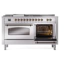 Nostalgie II 60 UP60FSNMPSSB Freestanding Dual Fuel Range with 7 Sealed Burners with Griddle and French Top Double Oven with Triple Glass Door with Bronze knobs view 6