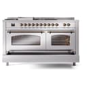 Nostalgie II 60 UP60FSNMPSSB Freestanding Dual Fuel Range with 7 Sealed Burners with Griddle and French Top Double Oven with Triple Glass Door with Bronze knobs view 7