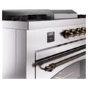 Nostalgie II 60 UP60FSNMPSSB Freestanding Dual Fuel Range with 7 Sealed Burners with Griddle and French Top Double Oven with Triple Glass Door with Bronze knobs view 8