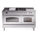 Nostalgie II 60 UP60FSNMPSSC Freestanding Dual Fuel Range with 7 Sealed Burners with Griddle and French Top Double Oven with Triple Glass Door with Chrome knobs view 1