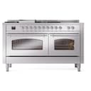 Nostalgie II 60 UP60FSNMPSSC Freestanding Dual Fuel Range with 7 Sealed Burners with Griddle and French Top Double Oven with Triple Glass Door with Chrome knobs view 3