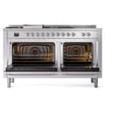 Nostalgie II 60 UP60FSNMPSSC Freestanding Dual Fuel Range with 7 Sealed Burners with Griddle and French Top Double Oven with Triple Glass Door with Chrome knobs view 4