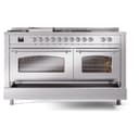 Nostalgie II 60 UP60FSNMPSSC Freestanding Dual Fuel Range with 7 Sealed Burners with Griddle and French Top Double Oven with Triple Glass Door with Chrome knobs view 7