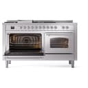 Nostalgie II 60 UP60FSNMPSSC Freestanding Dual Fuel Range with 7 Sealed Burners with Griddle and French Top Double Oven with Triple Glass Door with Chrome knobs view 5