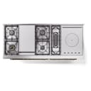 Nostalgie II 60 UP60FSNMPSSG Freestanding Dual Fuel Range with 7 Sealed Burners with Griddle and French Top Double Oven with Triple Glass Door with Brass knobs view 9