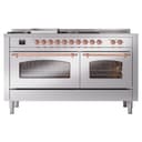 Nostalgie II 60 UP60FSNMPSSP Freestanding Dual Fuel Range with 7 Sealed Burners with Griddle and French Top Double Oven with Triple Glass Door with Copper knobs view 3