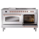 Nostalgie II 60 UP60FSNMPSSP Freestanding Dual Fuel Range with 7 Sealed Burners with Griddle and French Top Double Oven with Triple Glass Door with Copper knobs view 6