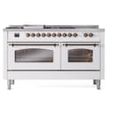 Nostalgie II 60 UP60FSNMPWHB Freestanding Dual Fuel Range with 7 Sealed Burners with Griddle and French Top Double Oven with Triple Glass Door with Bronze knobs view 3
