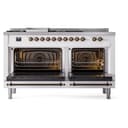 Nostalgie II 60 UP60FSNMPWHB Freestanding Dual Fuel Range with 7 Sealed Burners with Griddle and French Top Double Oven with Triple Glass Door with Bronze knobs view 4