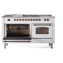 Nostalgie II 60 UP60FSNMPWHB Freestanding Dual Fuel Range with 7 Sealed Burners with Griddle and French Top Double Oven with Triple Glass Door with Bronze knobs view 5