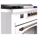 Nostalgie II 60 UP60FSNMPWHB Freestanding Dual Fuel Range with 7 Sealed Burners with Griddle and French Top Double Oven with Triple Glass Door with Bronze knobs view 8