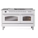 Nostalgie II 60 UP60FSNMPWHC Freestanding Dual Fuel Range with 7 Sealed Burners with Griddle and French Top Double Oven with Triple Glass Door with Chrome knobs view 3