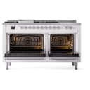 Nostalgie II 60 UP60FSNMPWHC Freestanding Dual Fuel Range with 7 Sealed Burners with Griddle and French Top Double Oven with Triple Glass Door with Chrome knobs view 4