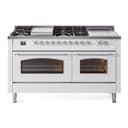 Nostalgie II 60 UP60FSNMPWHC Freestanding Dual Fuel Range with 7 Sealed Burners with Griddle and French Top Double Oven with Triple Glass Door with Chrome knobs view 1