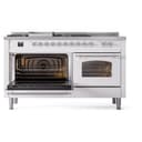 Nostalgie II 60 UP60FSNMPWHC Freestanding Dual Fuel Range with 7 Sealed Burners with Griddle and French Top Double Oven with Triple Glass Door with Chrome knobs view 5