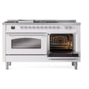 Nostalgie II 60 UP60FSNMPWHC Freestanding Dual Fuel Range with 7 Sealed Burners with Griddle and French Top Double Oven with Triple Glass Door with Chrome knobs view 6