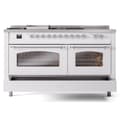 Nostalgie II 60 UP60FSNMPWHC Freestanding Dual Fuel Range with 7 Sealed Burners with Griddle and French Top Double Oven with Triple Glass Door with Chrome knobs view 7
