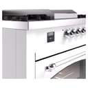 Nostalgie II 60 UP60FSNMPWHC Freestanding Dual Fuel Range with 7 Sealed Burners with Griddle and French Top Double Oven with Triple Glass Door with Chrome knobs view 8