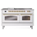 Nostalgie II Series 60 inch Freestanding Dual Fuel Range with Natural Gas, 7 Sealed Burners, Double Ovens, 5.8 cu. ft. Total Oven Capacity, Griddle, French Top, Convection Oven, Continuous Grates, Viewing Window, Storage Drawer with Brass Trim view 2