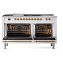 Nostalgie II Series 60 inch Freestanding Dual Fuel Range with Natural Gas, 7 Sealed Burners, Double Ovens, 5.8 cu. ft. Total Oven Capacity, Griddle, French Top, Convection Oven, Continuous Grates, Viewing Window, Storage Drawer with Brass Trim view 3