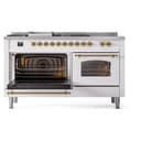 Nostalgie II 60 UP60FSNMPWHG Freestanding Dual Fuel Range with 7 Sealed Burners with Griddle and French Top Double Oven with Triple Glass Door with Brass knobs view 4