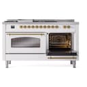 Nostalgie II 60 UP60FSNMPWHG Freestanding Dual Fuel Range with 7 Sealed Burners with Griddle and French Top Double Oven with Triple Glass Door with Brass knobs view 5