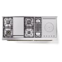 Nostalgie II 60 UP60FSNMPWHG Freestanding Dual Fuel Range with 7 Sealed Burners with Griddle and French Top Double Oven with Triple Glass Door with Brass knobs view 8
