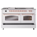 Nostalgie II 60 UP60FSNMPWHP Freestanding Dual Fuel Range with 7 Sealed Burners with Griddle and French Top Double Oven with Triple Glass Door with Copper knobs view 6
