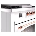 Nostalgie II 60 UP60FSNMPWHP Freestanding Dual Fuel Range with 7 Sealed Burners with Griddle and French Top Double Oven with Triple Glass Door with Copper knobs view 7