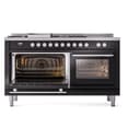 Professional Plus II 60 UP60FSQMPBK Freestanding Dual Fuel Range with 7 Sealed Burners with Griddle and French Top Double Oven with Solid Door with Stainless Steel knobs view 4